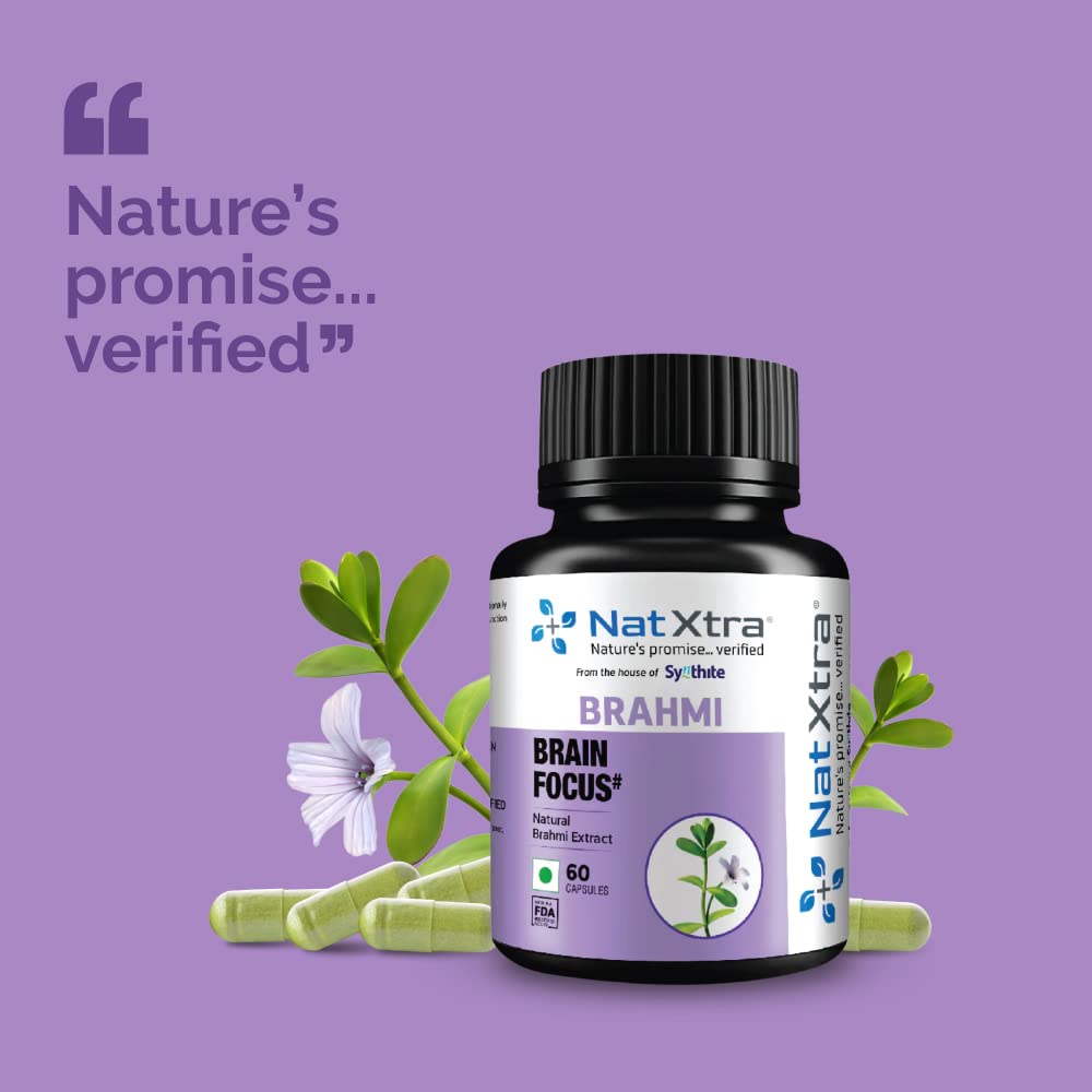 Natxtra Anxiety Relief Supplement, Improves Libido & Mood, Helps Ease Anxiety, Brahmi Made With Bacopa Monnerie Extract | 60 Capsules 100gm 0.2lbs