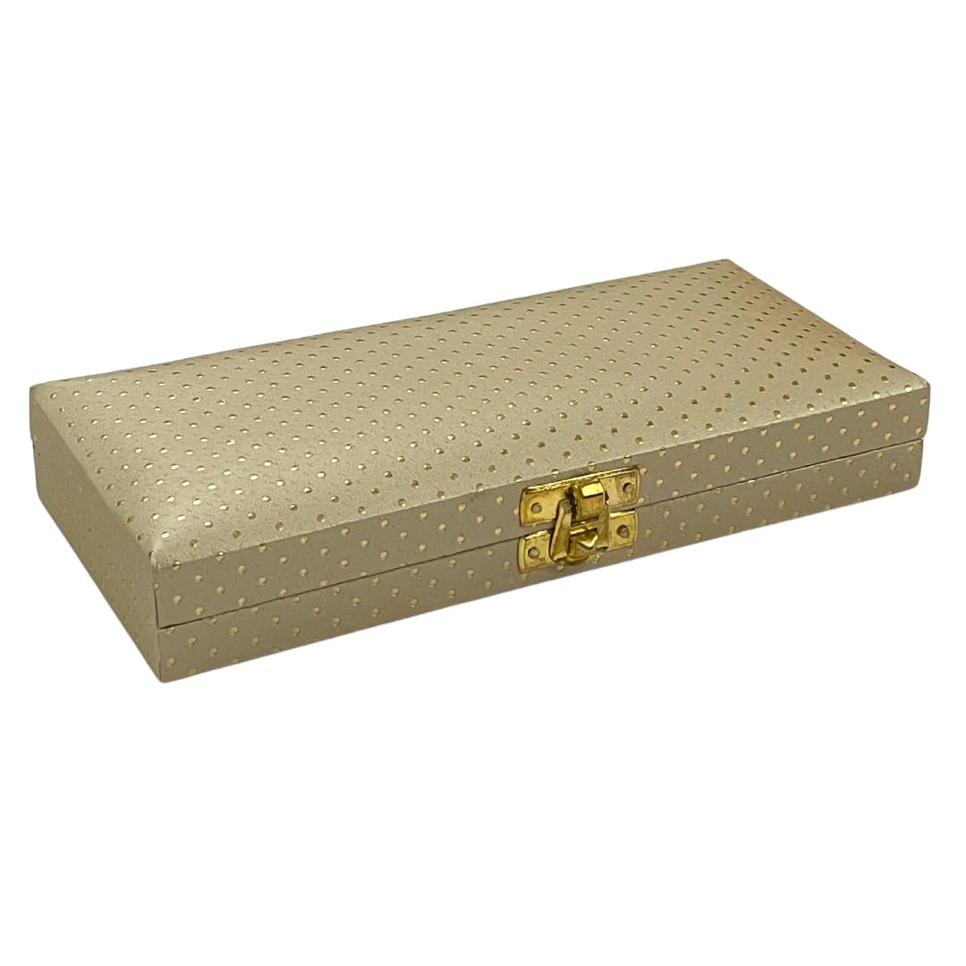 Decorative Shagun Cash Gift Box For Money Gaddi, Jewellery, Gifting Sagan Wedding Occasion, Dot Pattern, Leatherette Finish Rectangle Shape, Colour - Gold
