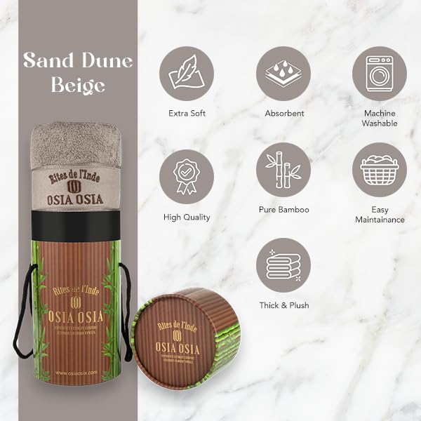 Osia Osia Bamboo Silk Bath Towels 1800 Gsm | Extra Soft Plush & Quick Dry High Absorbency With Large Size Towels (Sand Dune Beige) - 3 Pcs