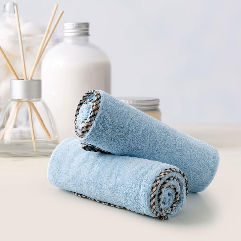 Spread Spain Microfiber Hand Towel 360 Gsm | Hand Towel For Gym & Workout Towels | Super Soft & Highly Absorbent | Set of 2 (Light Blue)
