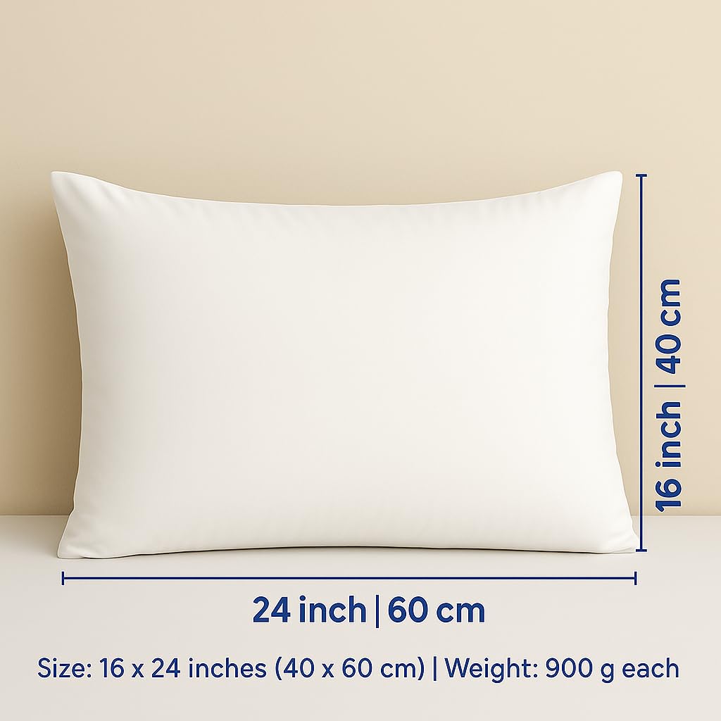 Microfiber White Pillow, Luxurious Bed Hotel Pillows - 16 X 24 Inch | White Soft Density For Neck Support & Back Sleepers, Extra Comfort, Bed Pillow, For Neck Support - Set Of 2