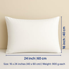 Microfiber White Pillow, Luxurious Bed Hotel Pillows - 16 X 24 Inch | White Soft Density For Neck Support & Back Sleepers, Extra Comfort, Bed Pillow, For Neck Support - Set Of 2