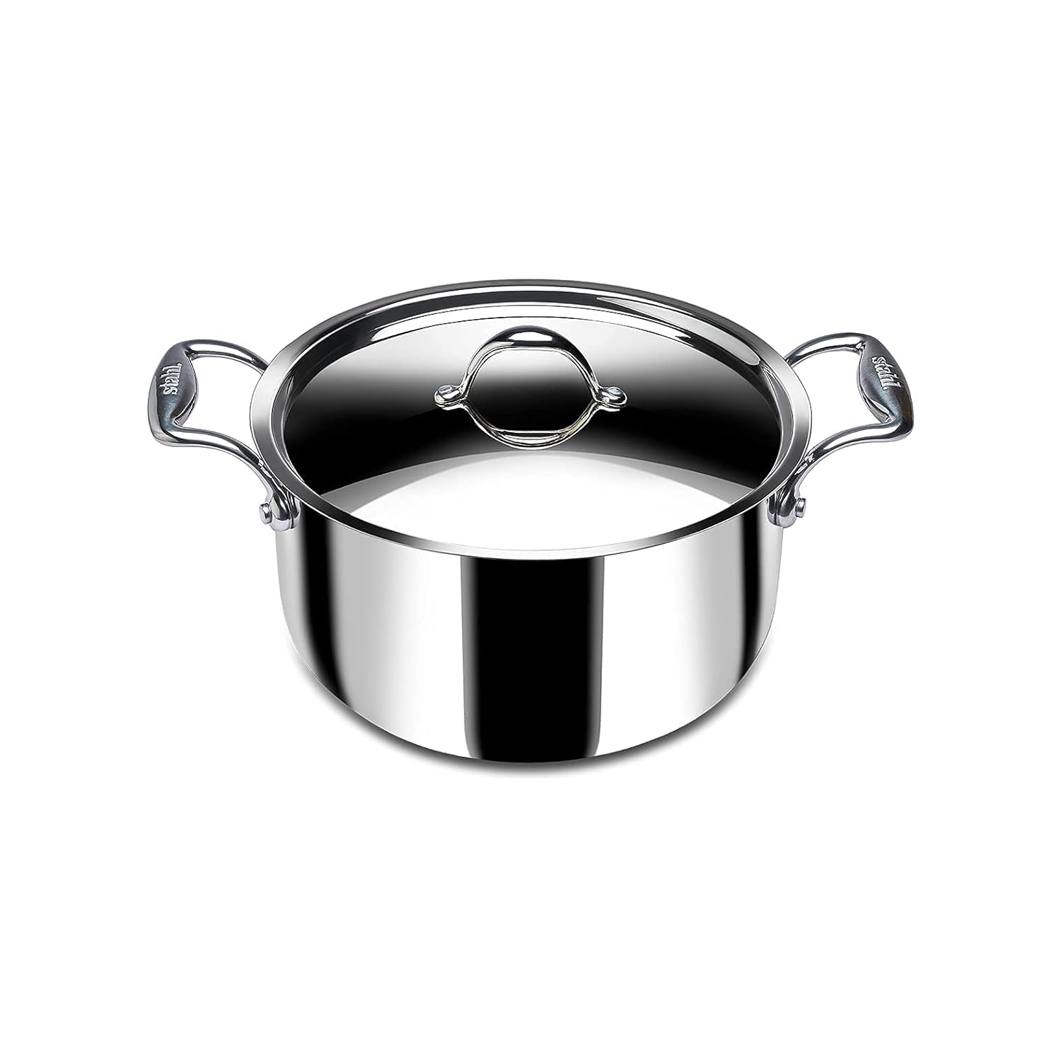 Artisan Triply Stainless Steel Sauce Pot Or Casserole With Lid | Induction Biryani Handi - 3.8 Liters, 22cm