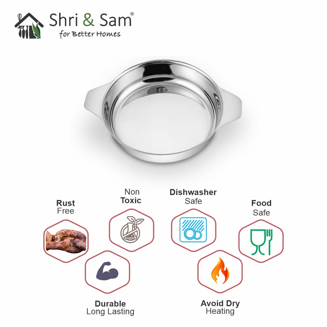 Silver Stainless Steel Eye Bowl - 350ml, Dia: 15cm | Dishwasher Safe, Rust Free & Durable