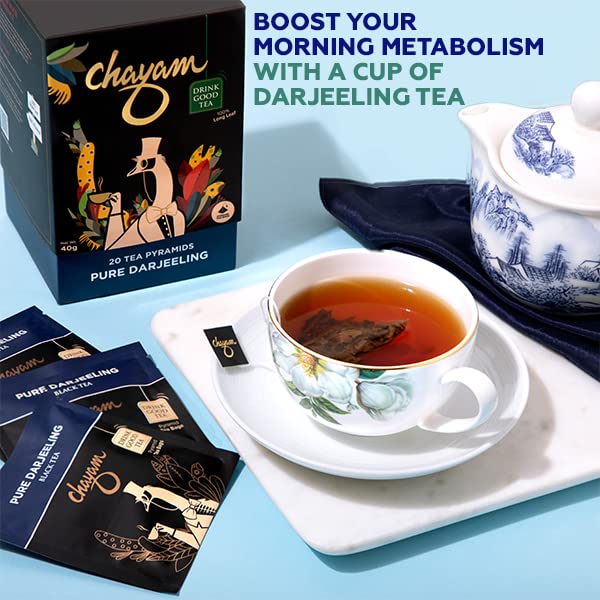 Chayam Premium Black Tea Combo Pack Of 2 X 20 Tea Bags - Pure Darjeeling + Warm Assam Tea | Rich In Antioxidants, Low Caffeine, Gluten Free