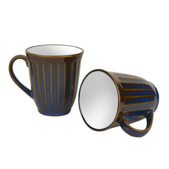 Ceramic Coffee Mugs Set Of 2 - 300ml Each, Blue & White | Milk Mugs - Chai Cups - Tea Cups & Mugs