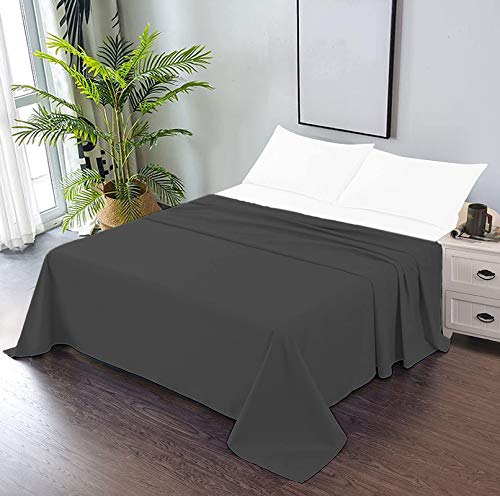100% Cotton Double Bedsheets Queen Size - 90 X 100 Inches, Dark Grey | 750 Thread Count Sateen Finish Luxuries - Ideal For Guest Room, Hotel Quality | 1 Piece Bed Sheet