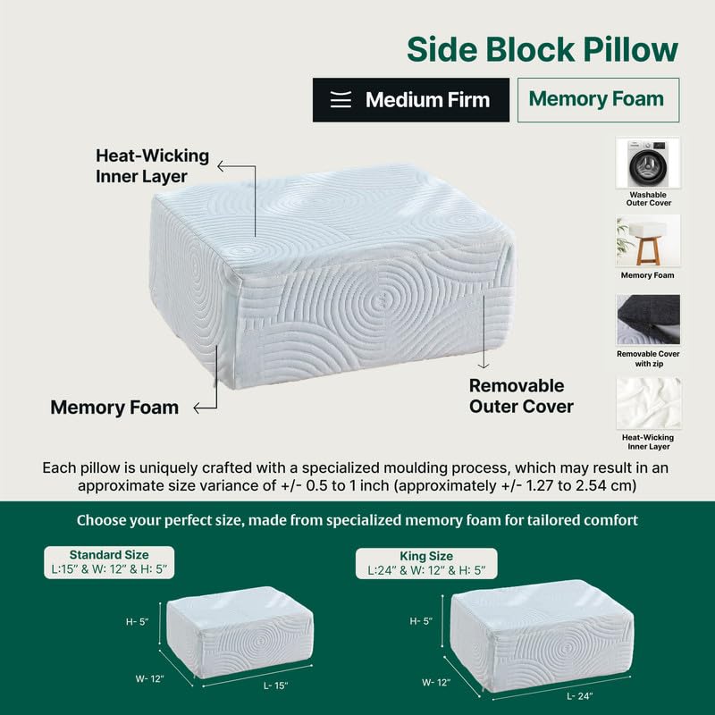 High Resilience Foam Pillow, Orthopedic Pillow, Travel & Portable Pillow - 15 L X 12 W X 6 H Inch | Lap Pillow, Bed Pillow For Sleeping, Rectangle Shape | Neck Pain Relief, Adjustable Pillow