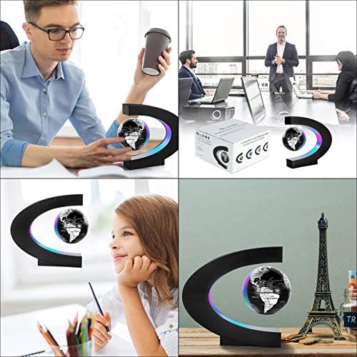 Magnetic Levitation Floating World Map Globe With C Shape Base, Best Business Men Gift, Floating Globe With Led Lights, Students & Teacher Birthday Gift, Pack Of 1