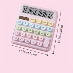 Mastano Desktop Cute Calculator -12 Digit large Display | Big Buttons | Solar Power |aesthetic Candy Color | For Office, School, Home Blue