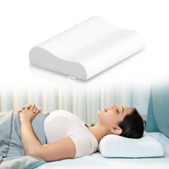 Memory Foam Cervical Pillow, Orthopedic Pillow, Standard Size - 19 X 11 Inch | White Pillow, Neck Support Pillow For Sleeping, Neck & Shoulder Pain | Removable Zipper Cover - Pack Of 1