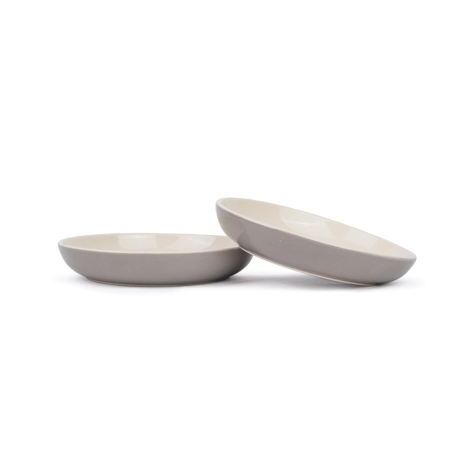Snack Plates Set Of 6, Grey Slow Series | Snacks Plates Set - Dessert Plates | Small Plates With Glossy Finish - Deep Snack Plates | Microwave Safe & Chip Resistant