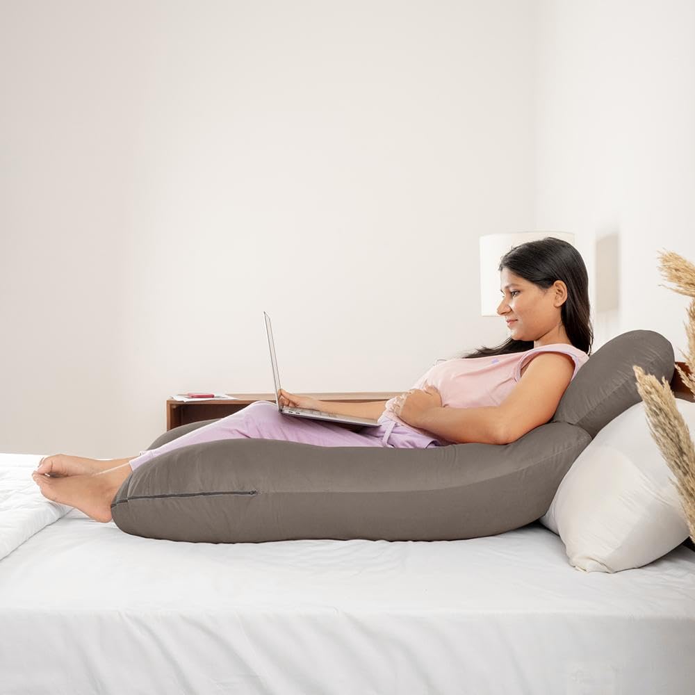 Pregnancy Pillow, G Shaped Pillow, For Pregnant Women, Charcoal Grey | Maternity Pillow For Pregnant Mothers | Velvet Cover, Full Body Support For Better Sleep, Pillow For Back Support