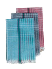Ayus Cotton Bath Towel 600 Gsm (Lavender, Red, Sky & Blue)- Set Of 3