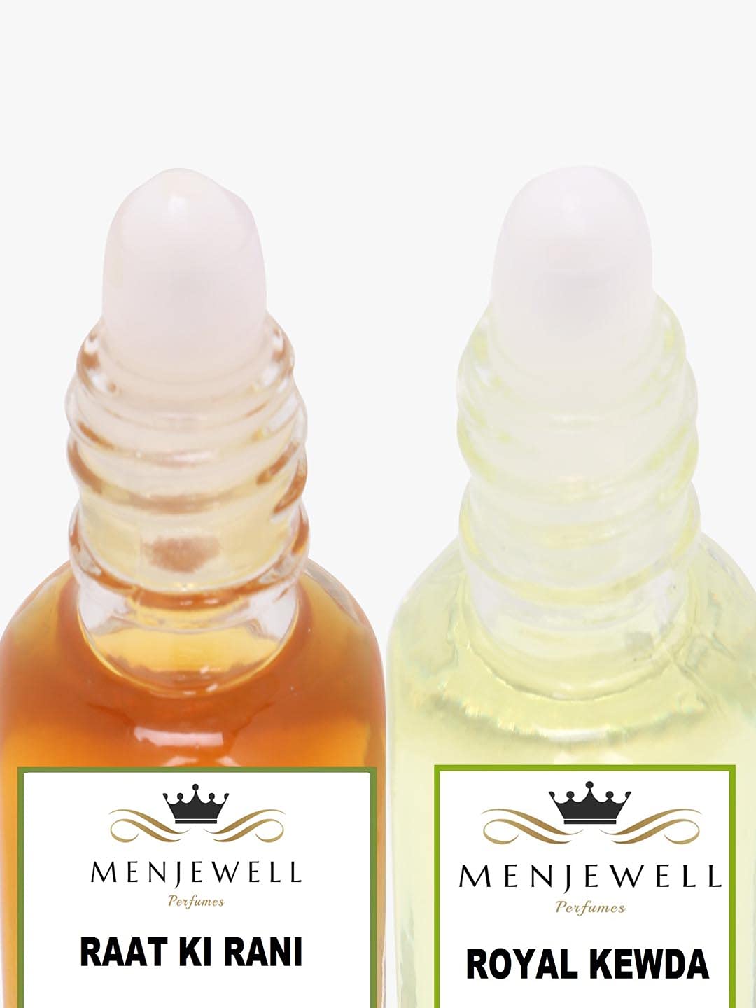 Menjewell Raat Ki Rani + Royal Kewda Attar 5ml 0.17 Fl.oz. Each Pack Of 2 Unisex Fragrance Alcohol Free | Long Lasting