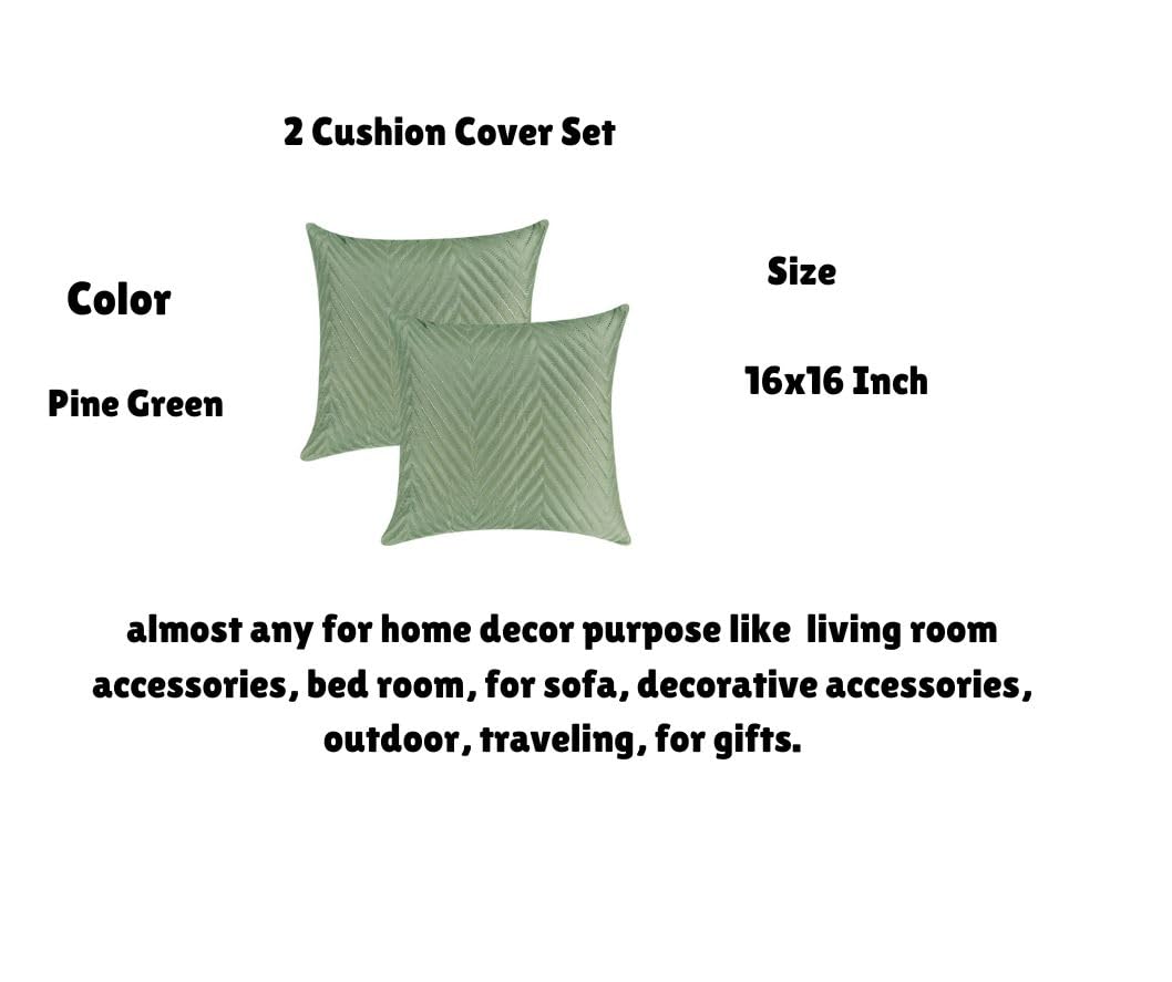 Luxurious Bedsheet For Double Bed With 2 Pillow Cover + 2 Cushion Cover - 90 X 100 Inches, Green | All Weather 5 Pcs Glace Cotton Ultrasonic TC - 280