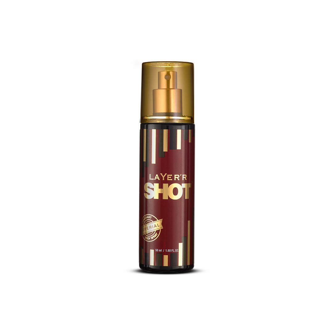 Layer'r Shot Gold Imperial Fragrant Body Spray For Men 50ml 1.6 Fl.oz. Each Pack Of 4 | Perfect For Gifting