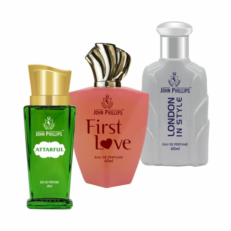 John Phillips Attarful + London In Style + First Love Eau De Parfum 60ml 2 Fl.oz. Each Pack Of 3 For Men & Women