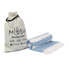 Mush 100% Bamboo Light Weight & Ultra-Compact Turkish Towel | Super Soft, Absorbent, Quick Dry, Anti-Odor Bamboo Towel (1, Muted Blue) - 250 Tc