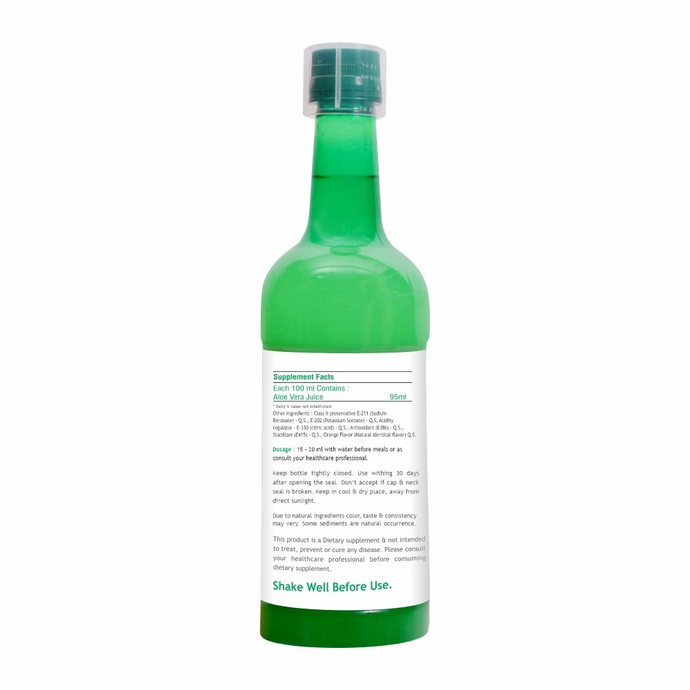 Seya Aloevera Orange Flavour Juice, No Added Sugar, Used For Skin Problems, Antioxidants, Weight Management, Ayurvedic Immunity Booster, Good For Digestive Health | 800ml 1.7lbs