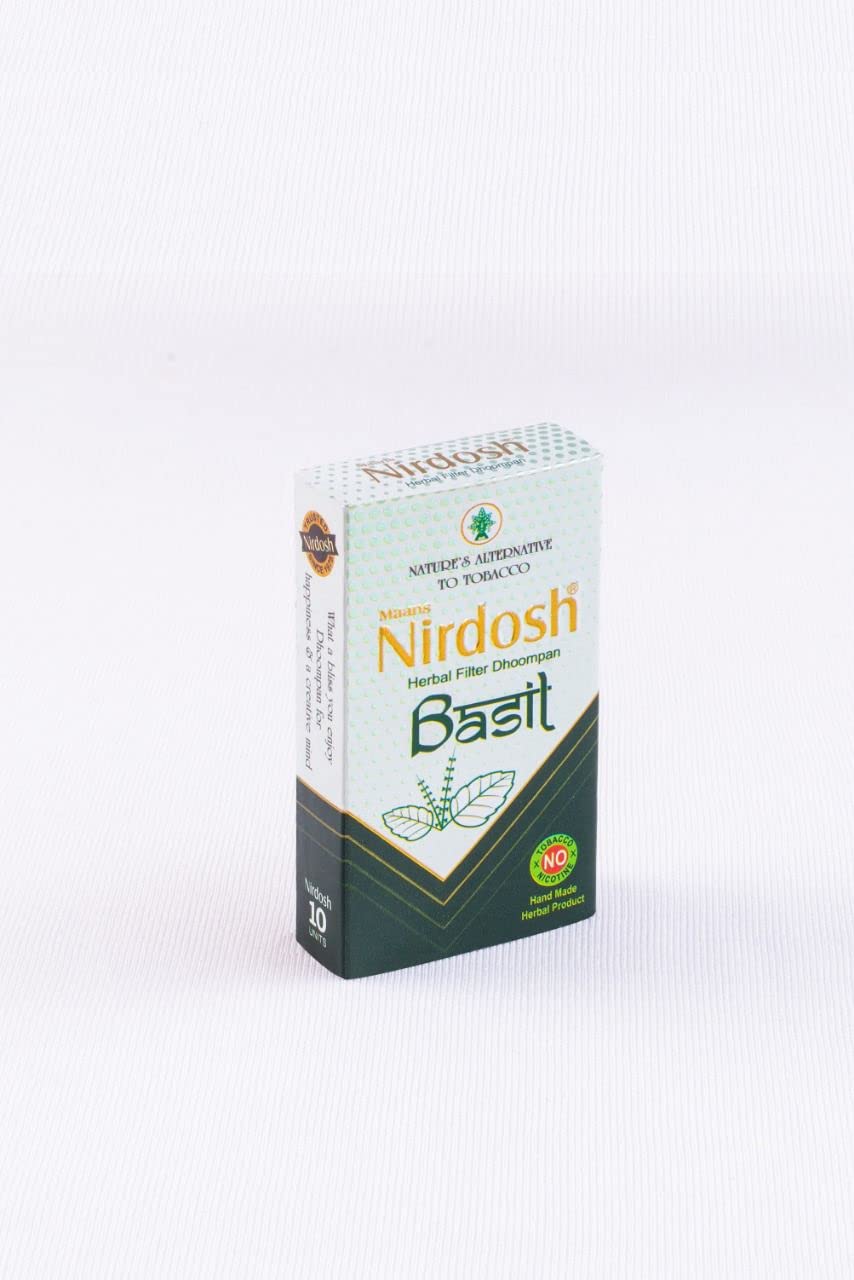 Basil Flavored Herbal Filter Dhoompan Sticks - 10 Pcs Herbal Cigarette | Bidi Sticks Rolled In Tendu Leaves, Non-Addictive Sticks - Tobacco Free & Nicotine Free