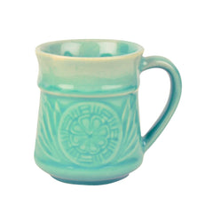 Studio Pottery Etched Ceramic Coffee Mugs Set Of 2 - 300ml Each, Turquoise | Milk Mugs - Tea Cups & Mugs