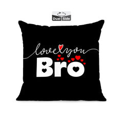 Premium Pillow Cushion For Best Brother, Black Pillow - 16 Inch | Unique Thoughtful Cute Birthday Pillow Gift For Brother | Raksha Bandhan, Bhaidooj | With Filler Cushion - Design 23