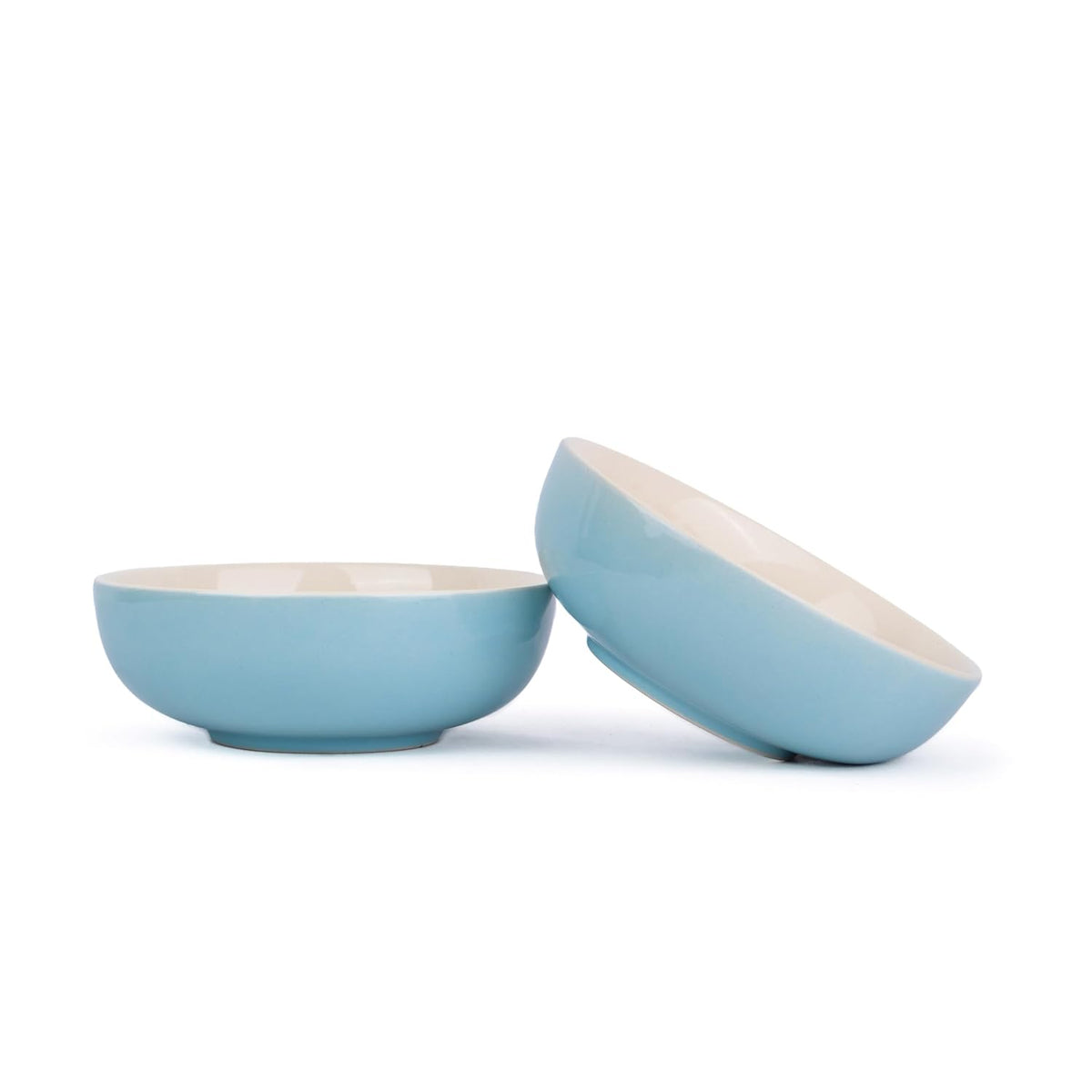 Ceramic Pasta Bowl Set Of 2 Pieces - 18cm, Subtle Blue, 800ml Each | Stoneware Ceramic Serving Bowls | Pasta Plate - Deep Plate | Ceramic Bowl With Glossy Finish - Pasta Serving Plate