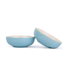 Ceramic Pasta Bowl Set Of 2 Pieces - 18cm, Subtle Blue, 800ml Each | Stoneware Ceramic Serving Bowls | Pasta Plate - Deep Plate | Ceramic Bowl With Glossy Finish - Pasta Serving Plate