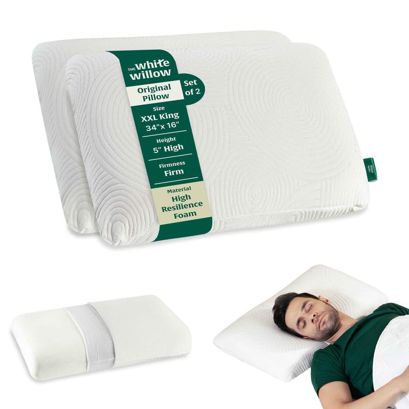 Cervical Pillow For Sleeping, Engineered Latex Soft Pillow, White - Standard Size - 5 Inch | Orthopedic Thick Pillow For Back, Side & Stomach Sleepers, Soft Pillow For Neck Pain - Set Of 2