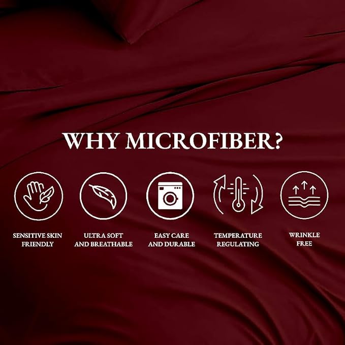 Microfiber Plain Marron Bed Sheet Include Pillow Cover, Ultra Soft - 108x108 Inches | Good For Home, Hotel, Villa, Resort & Guest House Bedsheets For King