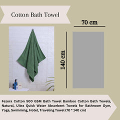 Fezora 100% Cotton Bath Towel 450 Gsm | Ultra Soft, Quick Dry, High Absorbency, Skin-Friendly Large Size Bath Towel (Green)
