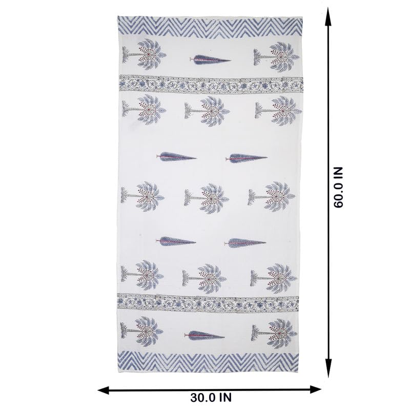 Texstylers 100% Cotton Waffle Weave Bath Towel 1500 Gsm | Soft, Quick Dry, Lightweight & Absorbent Large Size Spa Towel For Bathroom, Gym, Travel (Blue Floral) -Pack Of 5