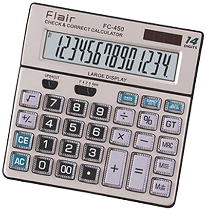 Flair Desktop Calculator | Big 14 Digit Calculator - 99 Steps Check & Correct