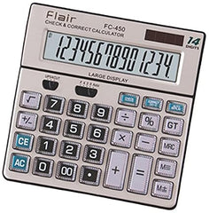 Flair Desktop Calculator | Big 14 Digit Calculator - 99 Steps Check & Correct