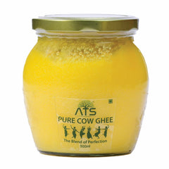 Organic Desi Cow Ghee By ATS | High In Protein Fiber Healthy Desi Ghee Perfect For Boost Energy | (500ml) 16.9 Ounce | Jar Pack