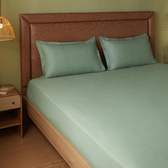 Queen Size Bedsheet For Double Bed With 2 Pillow Cover - 60 X 78 Inches, Sage Green | 100% Cotton, Soft & Breathable - Bedsheet Collection