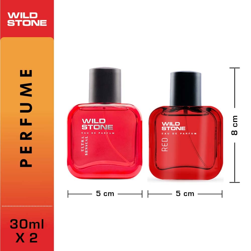 Wild Stone Red & Ultra Sensual Long Lasting Eau De Perfume 60ml 2.0 Fl.oz. Pack Of 2 | Best Gift Hamper For Men