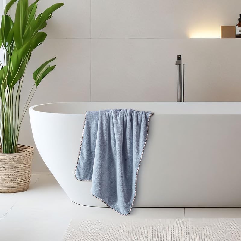 Spread Spain Microfiber Bath Towel 340 Gsm | Bath Towel For Men & Women Extra Soft Plush & High Absorbent | Set of 1 (American Denim)