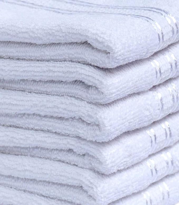 Space Fly Cotton Face Towels 1800 Gsm | Soft & Absorbent Face Napkins For Daily Use | Multipurpose Small Towel | Set Of 12 (White)