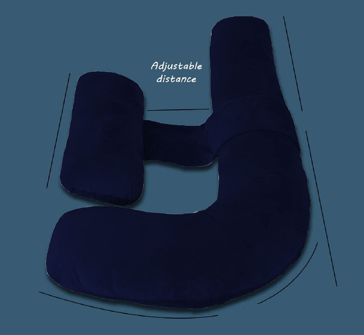 Pregnancy Pillow, Maternity Body Pillow For Sleeping, H Shaped Pillow, Dark Blue - 55 Inch | Full Body Pillow, Pregnancy Pillow For Pregnant Women, Support Belly & Back, Velvet Cover