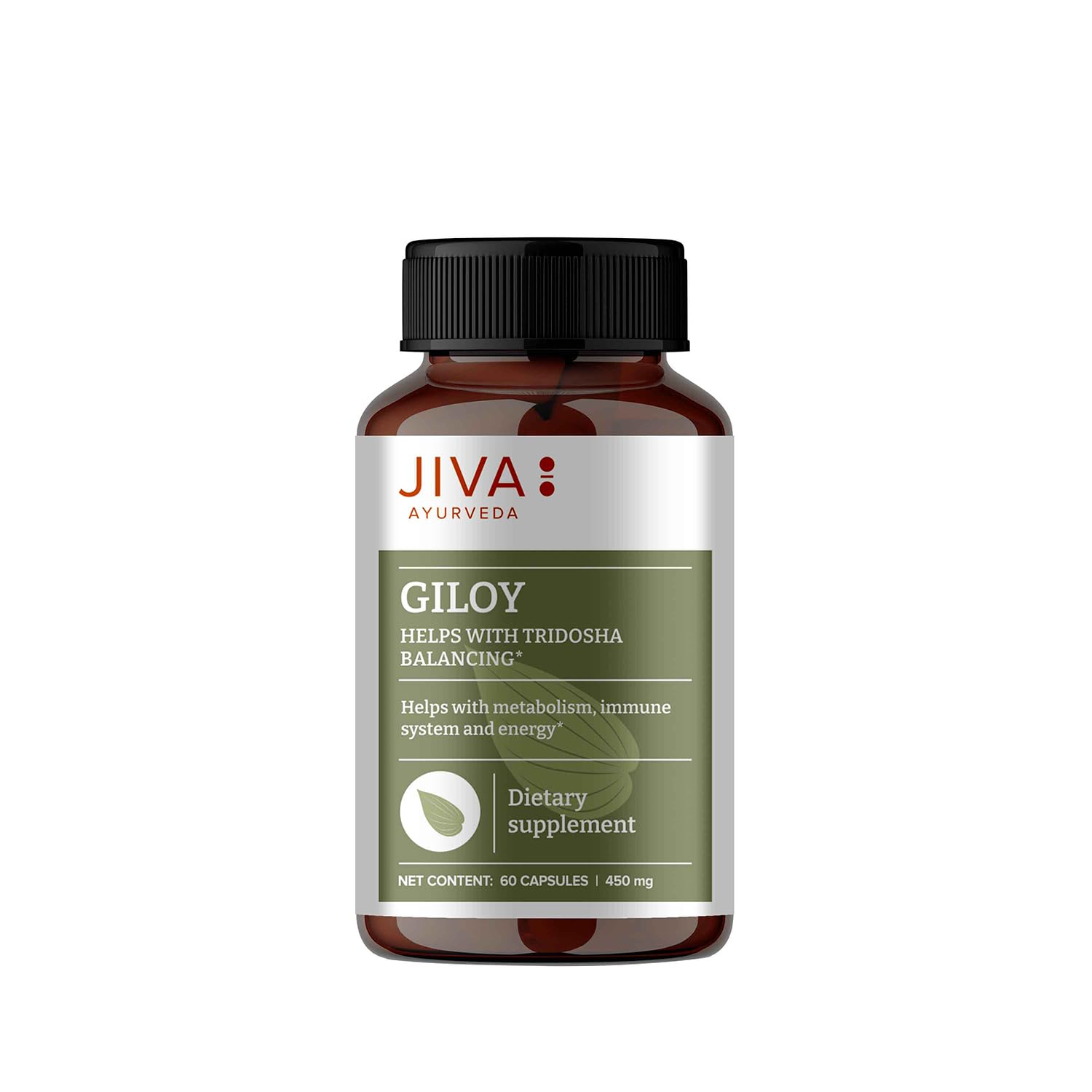 Jiva Giloy For Digestion 100% Pure & Natural Ageing & Immunity Boost, Herbal Supplements, Rich In Antioxidants, Natural Immunity - Booster Herb | 60 Capsules 100gm 0.2lbs Each Pack Of 2