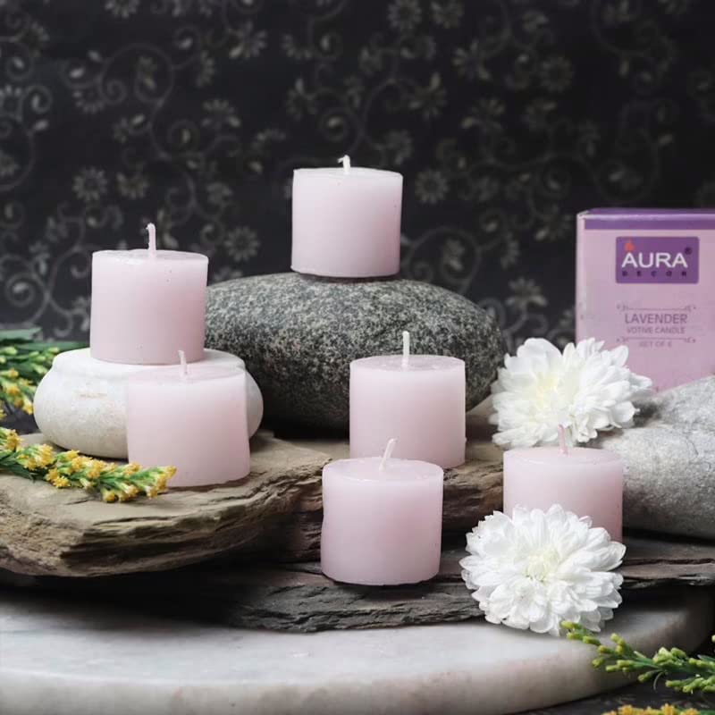 PURPLE LAVENDER FRAGRANCE VOTIVE WAX CANDLES SET OF 12 | BURNING TIME 10 HOURS