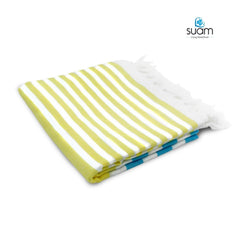 Suam Suntails Lightweight 100% Cotton Bath Towel (Yellow - Lite Blue & Pink - Blue, Suntails Towel, Cotton, Standard, Af-Bt) - Pack Of 2