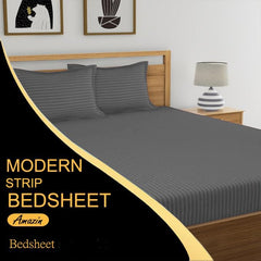 1 Double Bedsheet With 2 Matching Pillow Cover - 90 X 90 Inches, Grey | Comfort Fabric Bedsheet Home, Hotel & Guest House