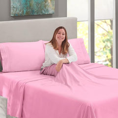Microfiber Bedsheet With 1 Pillow Cover - Size 60 X 90 Inches, Pink | 300 Thread Count - Everyday Use Single Bedsheet