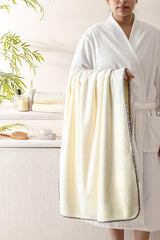 Spread Spain Microfiber Bath Towel 370 Gsm | Bath Towel For Men & Women Extra Soft Plush & High Absorbent | Set of 1 (Ivory)