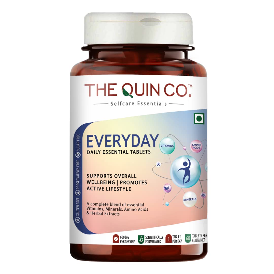 The Quin Co. Everyday Multivitamin Tablets For Men & Women With 38 Active Ingredients | For Immunity, Brain Health, & Gut Health | 60 Tablets , 100gm 0.2lbs