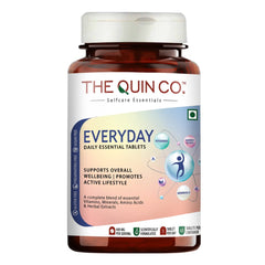 The Quin Co. Everyday Multivitamin Tablets For Men & Women With 38 Active Ingredients | For Immunity, Brain Health, & Gut Health | 60 Tablets , 100gm 0.2lbs