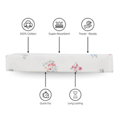 Haus & Kinder Regalia Waffle Bath Towel 400 Gsm | Honeycomb Large Size Bathing Towels | Floral Drift White
